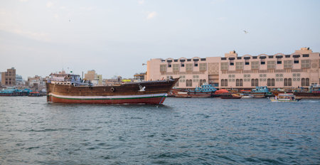 DUBAI, UAE-JANUARY 18: Traditional Abra ferries on January 18, 2014 in Dubai, UAE. Shipbuilding...