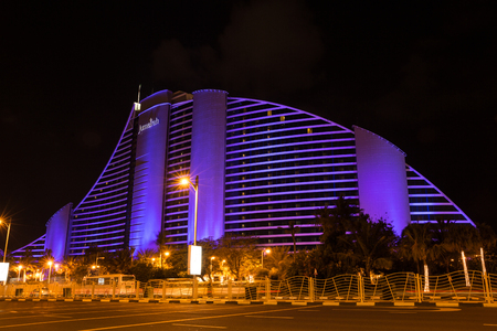 DUBAI, UAE-JANUARY 19: Skyscrapers in the city center on January 19, 2014 in Dubai, UAE. Modern skyscrapers in the city center.のeditorial素材