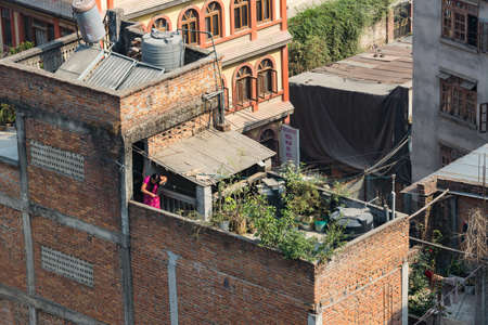 KATHMANDU, NEPAL-APRIL 25: Street of Kathmandu 25, 2016 in Kathmandu, Nepal. Street view of capital city of Napalのeditorial素材