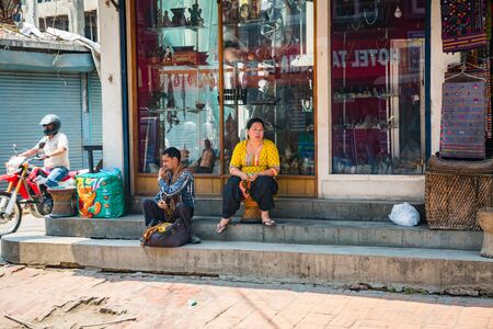 KATHMANDU, NEPAL-APRIL 25: Street of Kathmandu 25, 2016 in Kathmandu, Nepal. Street view of capital city of Napalのeditorial素材