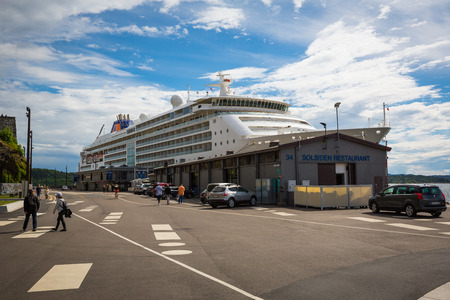 OSLO, NORWAY-JULY 5: Cruise ship July 5, 2016 in Oslo, Norway. Cruise ship in Oslo.のeditorial素材