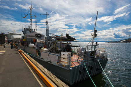 OSLO, NORWAY-JULY 5: Seaport July 5, 2016 in Oslo, Norway. Seaport in Oslo.のeditorial素材