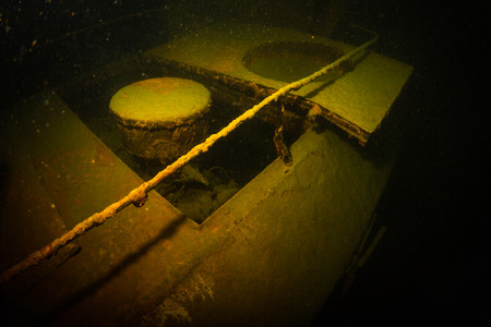 Flooded crane at the bottom of the quarry "Dibrovi" near the town of Korostenの写真素材