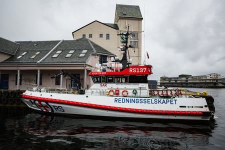 BERGEN, NORWAY-JULY 16: Ship on Bryggen 16, 2016 in Bergen, Norway. The ship on the quay Bryggen in Bergen.のeditorial素材