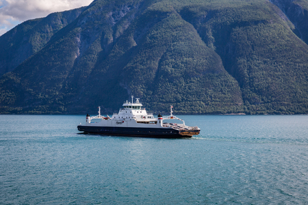OVRE ARDAL, NORWAY-JULY 13:  Ferryboat 13, 2016 in Ovre Ardal, Norway. Travel by ferry on a Norway Fjord.のeditorial素材