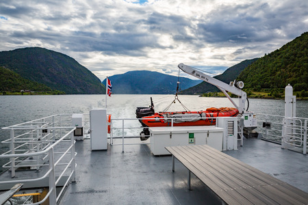 OVRE ARDAL, NORWAY-JULY 13:  Ferryboat 13, 2016 in Ovre Ardal, Norway. Travel by ferry on a Norway Fjord.のeditorial素材