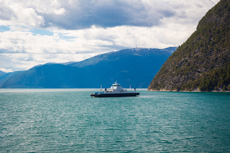 OVRE ARDAL, NORWAY-JULY 13:  Ferryboat 13, 2016 in Ovre Ardal, Norway. Travel by ferry on a Norway Fjord.のeditorial素材