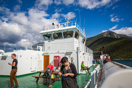 OVRE ARDAL, NORWAY-JULY 13:  Ferryboat 13, 2016 in Ovre Ardal, Norway. Travel by ferry on a Norway Fjord.のeditorial素材