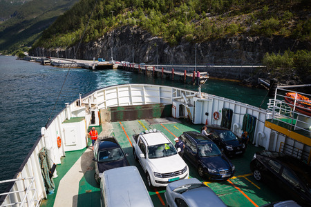 OVRE ARDAL, NORWAY-JULY 13:  Ferryboat 13, 2016 in Ovre Ardal, Norway. Travel by ferry on a Norway Fjord.のeditorial素材
