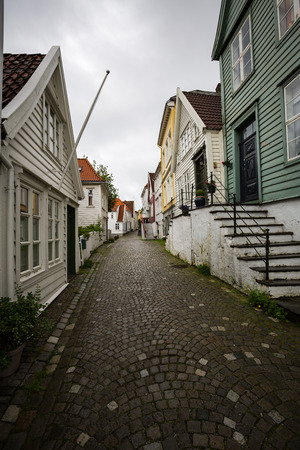 A beautifull old streets of Bergenの写真素材