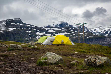 The landscapes of the Norwegian mountains on track to Trolltungaの写真素材