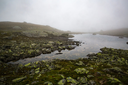 The landscapes of the Norwegian mountains on track to Trolltungaの写真素材