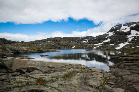 The landscapes of the Norwegian mountains on track to Trolltunga