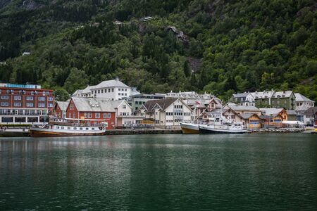 ODDA, NORWAY-JULY 17: Streets of Odda 17, 2016 in Odda, Norway. The streets of small Norwegian city Oddaのeditorial素材