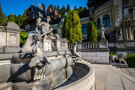 Medieval Romanian Peles castle in the summerのeditorial素材