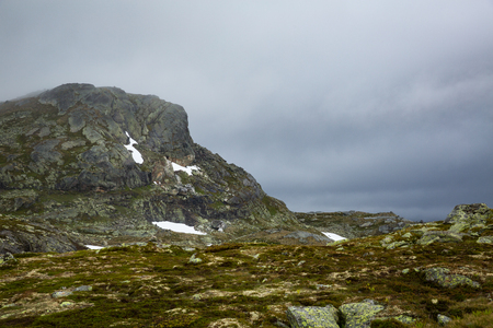 The landscapes of the Norwegian mountains on track to Trolltungaの写真素材