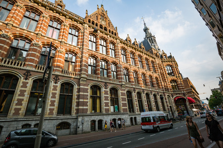 AMSTERDAM, NETHERLANDS-JULY 22: Streets of Amsterdam 22, 2016 in Amsterdam, Netherlands. City life of capital city of Netherlands.のeditorial素材