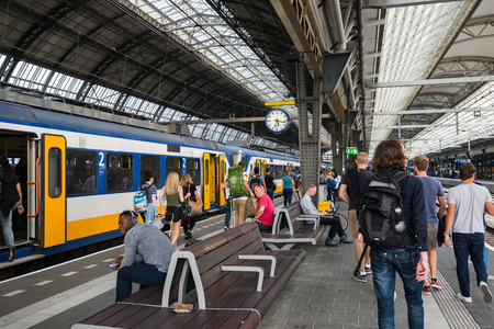 AMSTERDAM, NETHERLANDS-JULY 22: Streets of Amsterdam 22, 2016 in Amsterdam, Netherlands. City life of capital city of Netherlands.のeditorial素材