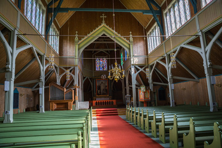 Wooden church in Songdal cityのeditorial素材