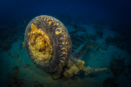 British military transport ship sunk during World War IIの写真素材