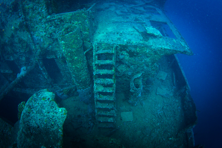 British military transport ship sunk during World War IIの写真素材