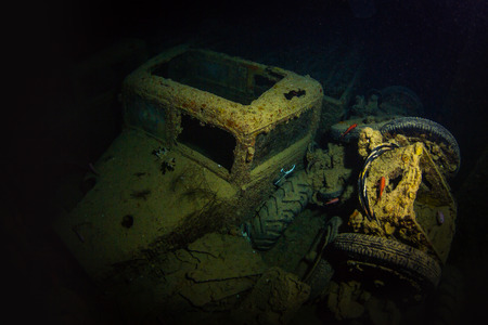 British military transport ship sunk during World War IIの写真素材
