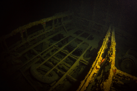 British military transport ship sunk during World War IIの写真素材