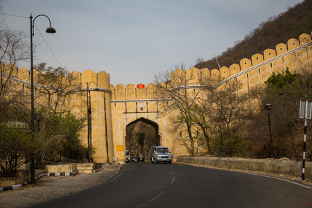 JAIPUR, INDIA-MARCH 3: Amer fort on March 3, 2018 in Jaipur, India. Amer fort on Holiのeditorial素材