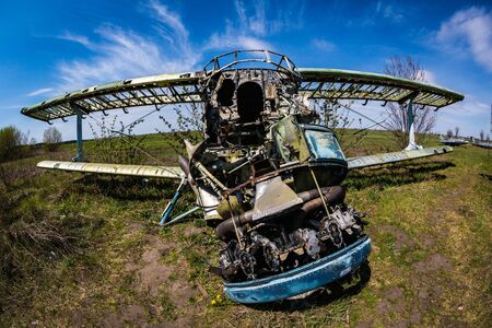 Cemetery of military aircraft in eastern Ukraineの写真素材