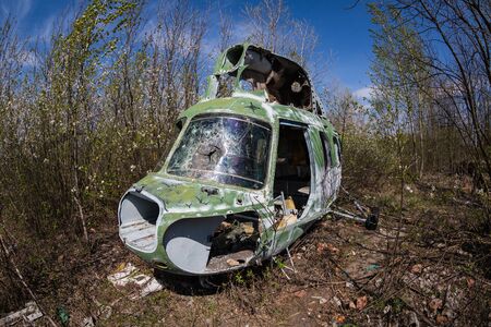 Cemetery of military aircraft in eastern Ukraineの写真素材