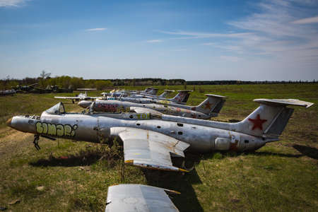 Cemetery of military aircraft in eastern Ukraineのeditorial素材