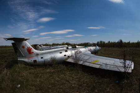 Cemetery of military aircraft in eastern Ukraineのeditorial素材