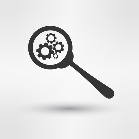 Troubleshooting Symbol Magnifying Glass and Gears Icon Design Template Vector Illustrationのイラスト素材