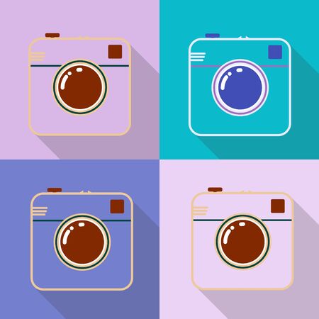 Hipster photo or retro camera icon with shadow. Eps10 illustrationのイラスト素材