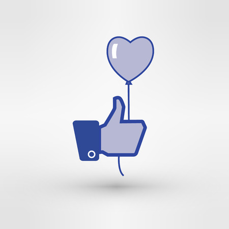 Hand holding heart baloon icon. Thumb up. vector illustration imageのイラスト素材