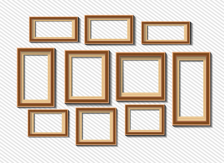 Set of white photo frames isolated on grey backgroundのイラスト素材