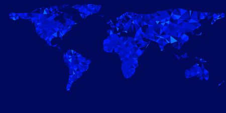 Vector world map illustration with glowing blue trianglesのイラスト素材