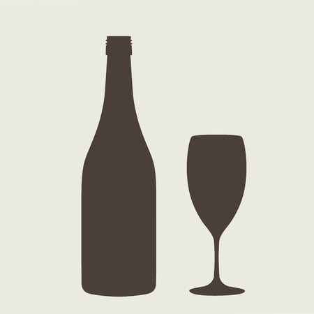 wine bottle sign set with wineglass eps 10 vector illustrationのイラスト素材