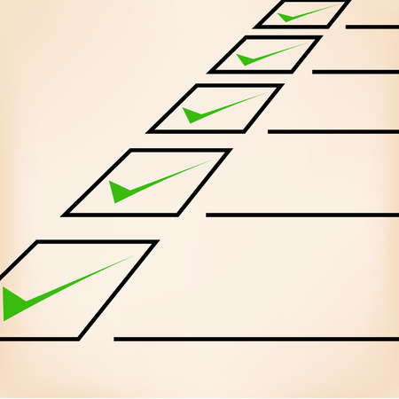 Business goals checklist with green  markers, lines and unchecked checkbox. Vector icon. Idea - Business planning, goals, management and company strategy concept.のイラスト素材