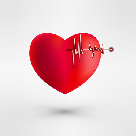 Heart with EKG signal. Valentines Day.  Vector Illustration.のイラスト素材