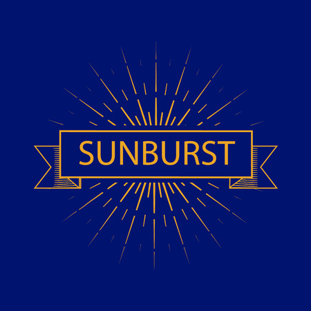 Set of vintage handdrawn  sunbursts in different shapesのイラスト素材