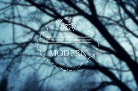 Smooth cold blue misty  background of blured branches for your presentations and infographicsのイラスト素材