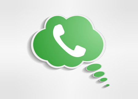 Green phone handset in speech bubble iconのイラスト素材
