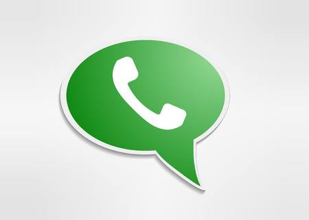 Green phone handset in speech bubble iconのイラスト素材