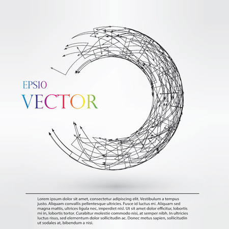 Wireframe mesh polygonal element. Torus with connected lines and dots.  vector illustration eps10のイラスト素材