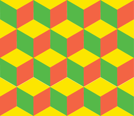 Seamless geometric colorful vector background. Cube shapes. Optical illusionのイラスト素材