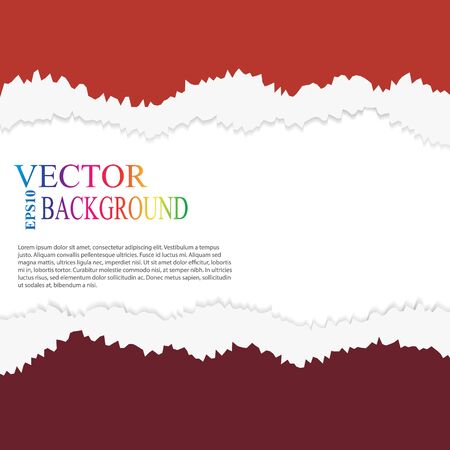 torn paper vector, layered red eps 10 vector illustrationの写真素材
