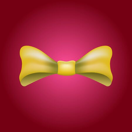 Glamorous vector 3d bow tie.  Yellow on red background.のイラスト素材