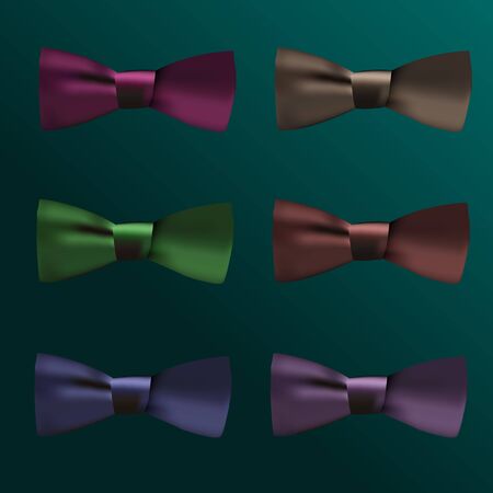 Hipster vector design set. Various bow ties. With mettalic color.のイラスト素材