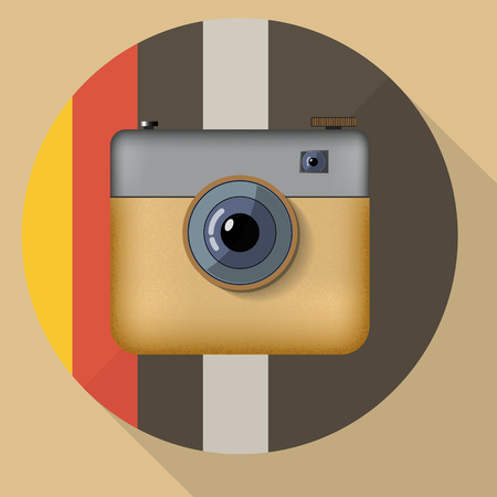 Hipster colorful realistic photo camera icon with shadow. vector illustration imageのイラスト素材